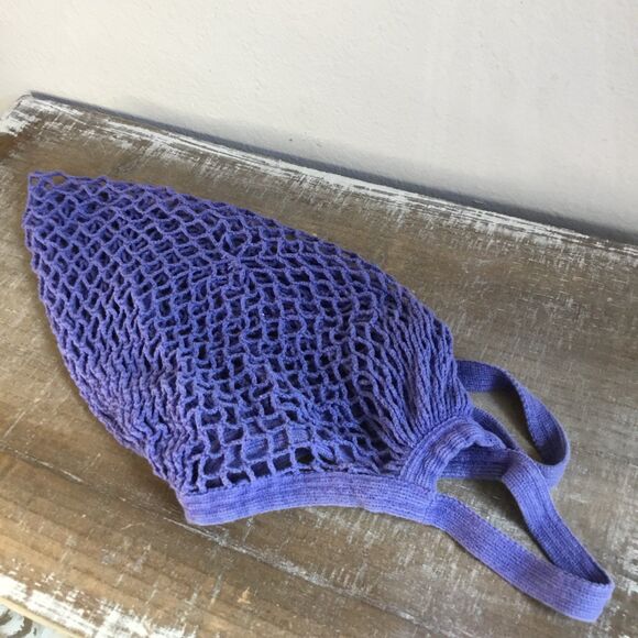 100% cotton farmers market net bag lilac color for fresh produce reusable - Picture 2 of 4